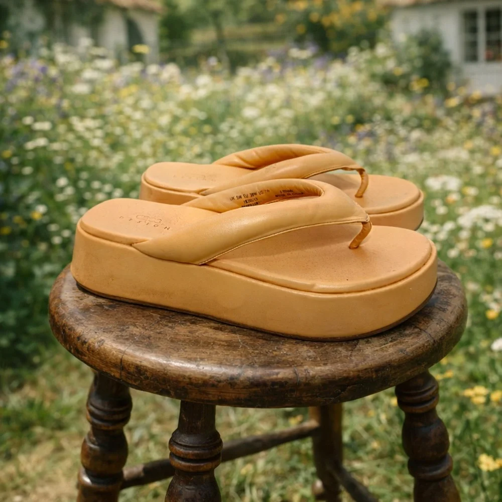 ASOS Pastel orange, platform flip flops - Picture 1 of 8
